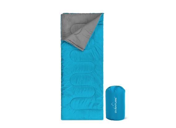 Oventure slaapzak SleepPlus - turquoise | 3-seizoenen slaapzak | Comfortabel tot 8 °C | Voor kamperen, logeren en festivals