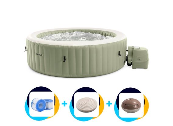 Intex PureSpa Bubble Massage Opblaasbare Spa | 4-persoons | Olijfgroen