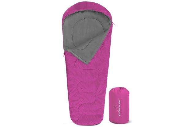 Oventure mummy slaapzak SleepPlus – roze | Comfort tot 6 °C | Lichtgewicht en compact | Voor kamperen en backpacken